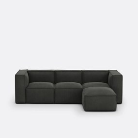 Modulaire bank, 3-zit en poef, ribfluweel, Seven
