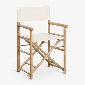 Woody Opvouwbare Regisseursstoel Van Bamboe Voor In De Tuin Wit - Sklum