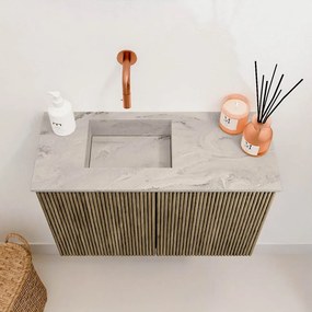 Mondiaz Joya DLux 60cm toiletmeubel dusk met wastafel faye links zonder kraangat glace