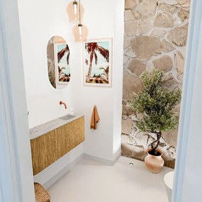 Mondiaz Joya DLux 100cm toiletmeubel ronding links oak met wastafel faye rechts zonder kraangat glace
