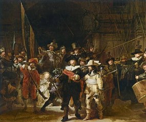 Rembrandt Harmensz. van Rijn (1606-69) - Kunstdruk The Nightwatch, 1642, (40 x 35 cm)