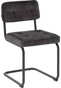 Goossens Basic Eetkamerstoel Freek zwart velvet stof leuning, urban industrieel
