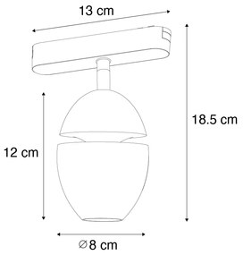 Moderne Spot / Opbouwspot / Plafondspot zwart voor railsysteem 1-fase incl. LED - Magnetic Eggy Modern ovaal Binnenverlichting Lamp