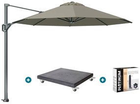 Platinum Voyager ronde zweefparasol T1 3 m. - Taupe met Marbella voet en hoes