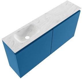 Mondiaz Ture DLux toiletmeubel 100cm jeans met wastafel opalo links met kraangat