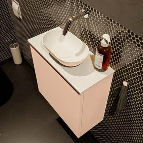 Mondiaz Fowy toiletmeubel 50cm rosee met oudroze waskom midden zonder kraangat