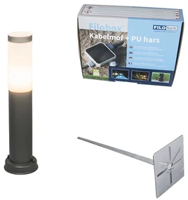 Buitenlamp paal antraciet 45 cm IP44 - Rox met grondpin en kabelmof Modern E27 IP44 Buitenverlichting