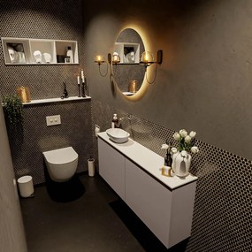 Mondiaz Fowy toiletmeubel 120cm smoke met taupkleurige waskom links zonder kraangat