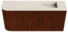 Mondiaz Joya DLux 90cm toiletmeubel ronding links ruby met wastafel faye rechts 1 kraangat meli