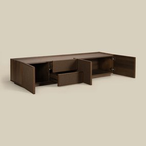 Walnoot Tv-meubel Met Stoffen Deuren 180 Cm - 180x40x40cm.
