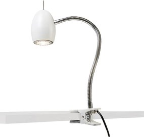 Design klemSpot / Opbouwspot / Plafondspot wit met flexarm - Egg Design, Industriele / Industrie / Industrial, Modern, Retro GU10 rond Binnenverlichting Lamp