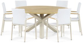 Tuinset 6 personen 160 cm Aluminium/textileen Taupe Lifestyle Garden Furniture Brandon/Rockville
