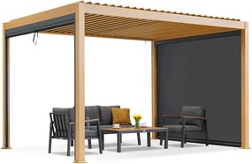 Lagos 3x4 vrijstaande terraspergola met 3m Garden Point houten zijrolluiken - antraciet