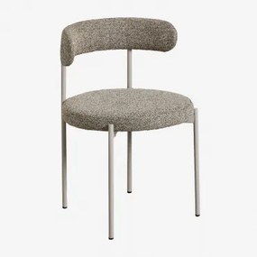 Gestoffeerde Eetkamerstoel In Brim Bouclé Stof Lichtbeige & Bouclé Bruin - Tarwe - Sklum
