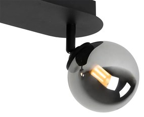 Moderne Spot / Opbouwspot / Plafondspot zwart met smoke glass 2-lichts - Athens Landelijk G9 Binnenverlichting Lamp