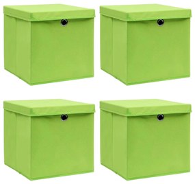 vidaXL Opbergboxen met deksels 4 st 32x32x32 cm stof groen