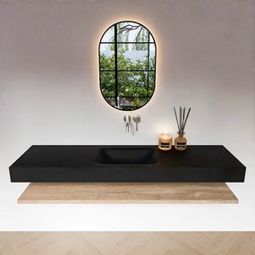 Zaro Alan badmeubel 170cm met planchet washed oak en vrijhangende wastafel cloud midden zonder kraangat urban