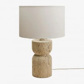 Diniz Tafellamp Van Natuursteen Travertine & Wit Ø30 Cm - ↑20 Cm Arlina - Sklum