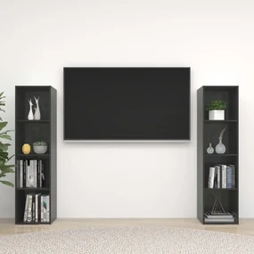 vidaXL Tv-meubelen 2 st 142,5x35x36,5 cm spaanplaat hoogglans grijs