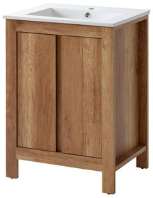 Comad Classic Oak badmeubel 60cm met witte wastafel en kraangat donker eiken