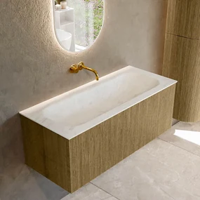 Mondiaz Kurve-dlux 110cm badmeubel dusk met 1 lade en wastafel big medium midden zonder kraangat opalo