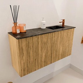 Mondiaz Joya DLux 80cm toiletmeubel oak met wastafel faye rechts 1 kraangat lava