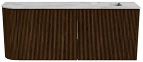 Mondiaz Joya DLux 100cm toiletmeubel ronding links walnut met wastafel faye rechts 1 kraangat glace