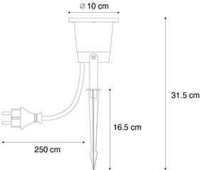 Buitenlamp Prikspot zwart incl. LED verstelbaar IP65 met snoer en stekker - Basic Modern IP65 Buitenverlichting rond