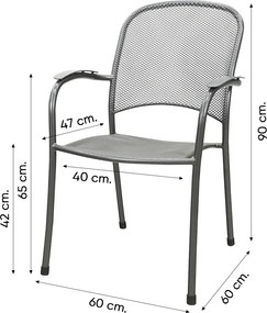 Carlo ronde stapelbare bistroset strekmetaal Ø90 cm. - Antraciet
