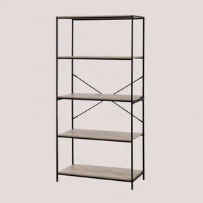 Baxter 80x170 Cm Rek In Ijzer En Hout Zwart - Houtbruin - Sklum