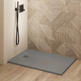 Saniclear Lino douchebak 100x90cm met stone finish donkergrijs