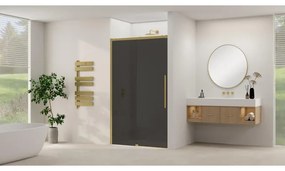 Van Rijn Products ST09 Schuifdeur vast deel - 117.5x200cm - grijs rookglas - soft-close - incl. Messing Geborsteld ST09300120GRSB