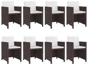 vidaXL 9-delige Tuinset met kussens poly rattan bruin