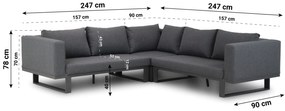 Hoek loungeset 5 personen Aluminium/Outdoor textiel/Aluminium/teak Grijs  Lifestyle Garden Furniture Club/Pacific