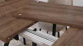 Mazzoni EXPANSO Bruin Eiken / zwarte poten - OVALE UITSCHUIFTAFEL 160-360 cm VOOR 16-18 PERSONEN