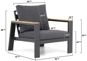 Stoel en Bank Loungeset 5 personen Aluminium Grijs  Lifestyle Garden Furniture Marietta