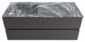 Mondiaz Vica DLux badmeubel 120cm dark grey 4 lades met wastafel lava links zonder kraangat