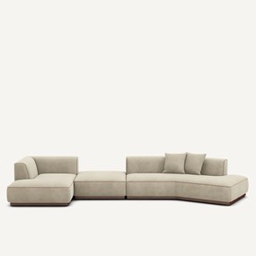 Open hoekbank links in linnen fluweel, JACOPO