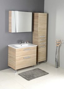 Aqualine Vega kolomkast met wasmand 184x40x31cm eiken