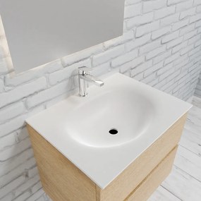 Zaro Sevilla Solid Surface badkamermeubel 60cm licht eiken 1 kraangat met 2 lades