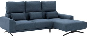 Goossens Excellent Bank Princess blauw, stof, 2,5-zits, elegant chic met chaise longue rechts