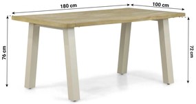Dining Tuintafel 180 x 100 cm Aluminium/teak Taupe Glasgow