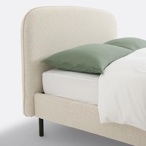 Gestoffeerd bed in bouclette stof, met lattenbodem, Conto