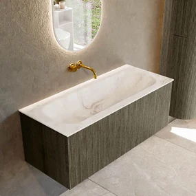 Mondiaz Kurve-dlux 110cm badmeubel shadow met 1 lade en wastafel big medium midden zonder kraangat frappe