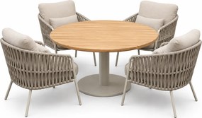 Torino Sarenza low dining tuinset 140xH71 cm 5 delig teak zand