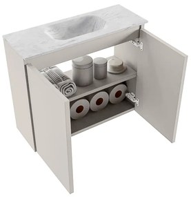 Mondiaz Ture DLux toiletmeubel 60cm linen met wastafel opalo midden met kraangat