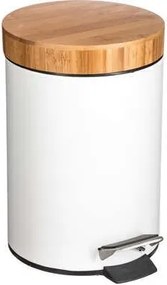 5Five pedaalemmer'Natureo'wit - 3L - 25 cm - Voor badkamer en toilet - Prullenbak