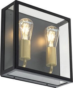 Buiten wandlamp zwart en messing 2-lichts - Rotterdam