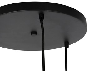 Retro hanglamp zwart met helder glas rond 3-lichts - Eclipse