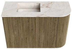 Mondiaz Joya DLux 60cm toiletmeubel ronding rechts dusk met wastafel faye links 1 kraangat frappe